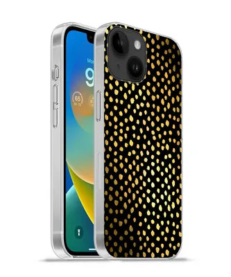 Produktbild von MuchoWow® Handyhülle Schutzhülle Hülle für Apple iPhone 14 - Softcase Polka dots - Gold - Schwarz Silikon Softcase Handy Hülle - Mobiltelefonhülle
