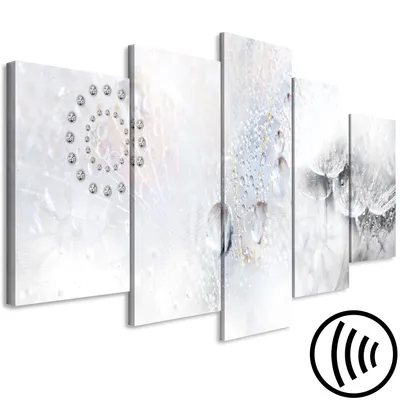 Image de Tableau acoustique Abstrait 200 x 100 cm Tableaux Mousse acoustique Absorbeur acoustique haute performance Isolation acoustique Toile 5 pièces Tableau mural Acoustique intérieure Isolation acoustique Pissenlits b-A-0664-b-m
