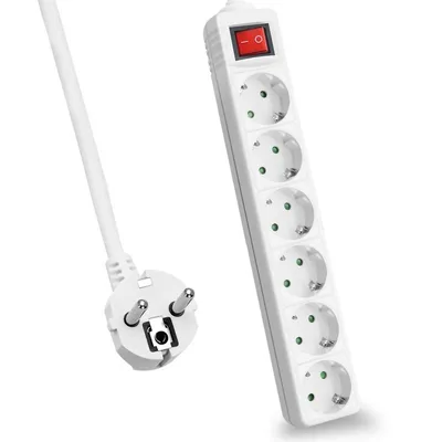 Immagine prodotto di Multipresa helos CLASSIC, a 6 prese, bianca, 1,5 m, con interruttore