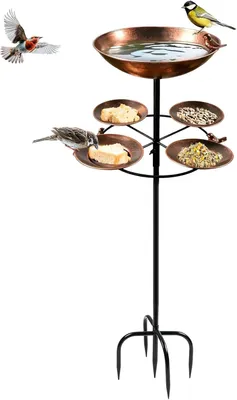Productafbeelding van Vogelvoederstation 105 cm, 5 schalen, voor tuin, metaal, vorstbestendig