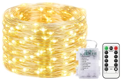 Lichtsnoer 10 m, 100 LEDs, warmweiß, batteriebetrieben, wasserdicht