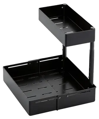 Obrázok produktu pre Organizér pod umývadlo, nastaviteľná výška, dizajn s hladkým posúvaním, čierna farba