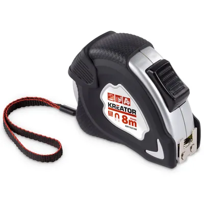 Produktbild von Bandmaß 8 Meter Maßband - Auto Lock beidseitig bedruckt + Gürtelklammer KREATOR - Maßband 8m
