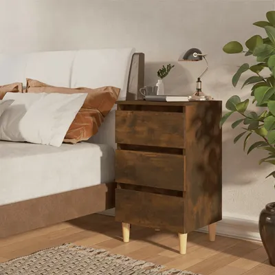 Immagine prodotto di Comodini 2 pz. Gambe in legno massiccio rovere fumé 40x35x69 cm