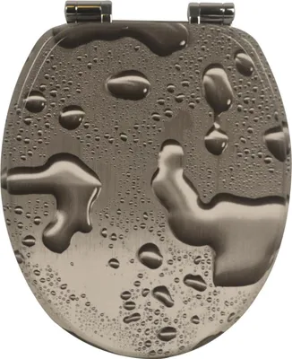 Immagine prodotto di Sedile per WC Yelcona con meccanismo di chiusura morbida e motivo, sedile per WC con elevato comfort di seduta, coperchio per WC con anima in legno robusta e stabile, coperchio per WC in legno di alta qualità (Raindrop)