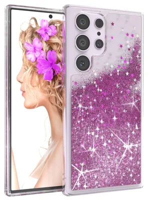 Produktbild von EAZY CASE - Glitzer Hülle kompatibel mit Samsung Galaxy S23 Ultra Glitzer Schutzhülle, Soft Case, Backcover Transparent mit Motiv
