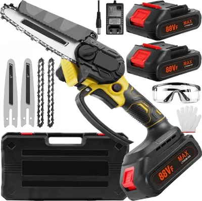 Produktbild von 6"Akku-Kettensäge,Mini Kettensäge,Baumsäge,21V Kleine Handheld mit 2 Batterien + Ladegerät, tragbare Mini Elektro Kettensäge, für Garten Holzschneiden