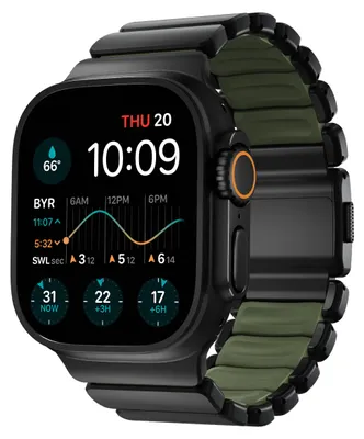 Produktbild von Armband für Apple Watch 49/46/45/44 mm, Nomad Stratos Band, Schwarz-Dunkelgrün Titan