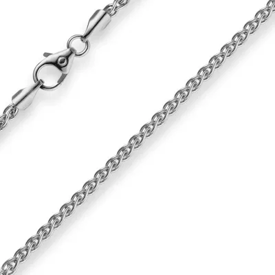Produktbild von 2mm Zopfkette Kette Collier aus 585 Gold Weißgold Goldkette 42cm