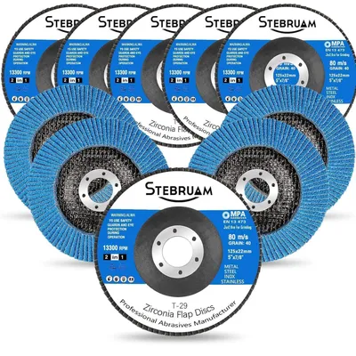 Zdjęcie produktu dla Tarcze szlifierskie 125 mm, 10 sztuk, o gradacji 40/60/80/120, do szlifierki kątowej, do metalu i drewna
