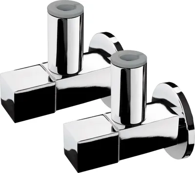 Produktbild von Design Eckventil mit Schubrosette | SQUARE | 1/2 Zoll | Messing verchromt | 2er-Set