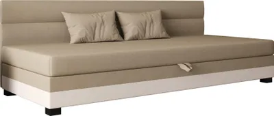 Produktbild von AURA SOFA Boxspringbett TORIN BIZ 80x195 Komplett-Set mit Bonell Matratze, Polsterbett mit Bettkästen - Hellbeige/Bronze, SAWANA 01/24