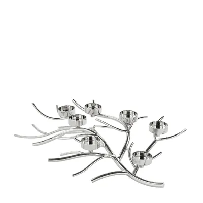Productafbeelding van Fink RAMUS, kandelaar, 7 armen, aluminium, verchroomd, zilverkleurig, L. 43 cm, B. 60 cm, H. 13 cm. Hoogte: 13,30 cm, Breedte: 60,00 cm, Diepte: 43,00 cm. Artikelnummer: 158014