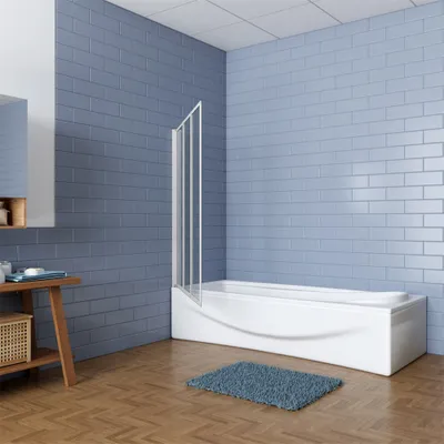 Produktbild von 3-teilig Trennwand Badewannenaufsatz 120x140cm Faltwand Duschwand Duschabtrennung