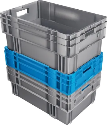 Image de LA-KA-PE Bac gerbable et emboîtable DTK 600x400x420 mm gris 2 pces
