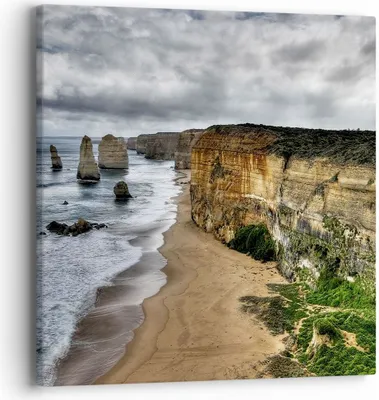 Produktbild von Bild auf Leinwand - Leinwandbild - Strand Ozean Landschaft - 40x40cm - Wand Bild - Wanddeko - Leinwanddruck - Bilder - Kunstdruck - Wanddekoration - Leinwand bilder - Wandkunst - AC40x40-0141