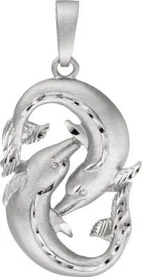 Produktbild von Anhänger Sternzeichen Fische aus 925 Silber, Halsschmuck rhodiniert teilmattiert