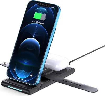 Produktbild von Kabelloser Ladestation für Telefon, Apple Watch und AirPods - 3-in-1 Ladegerät