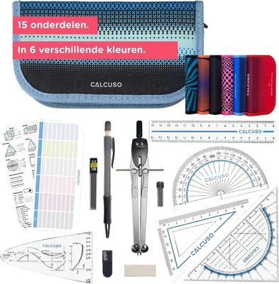Produktbild von Geometrie-Set, blau Etui, mit Zirkel, Lineal und Druckbleistift, für Schule
