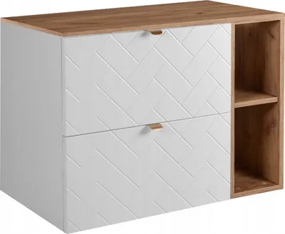 Produktbild von RODAN | Waschbeckunterschrank 80 cm - Weiß Matt - Badezimmerschränke - Badmöbel - Waschbecken Unterschränke - Arbeitsplatte - Braune Bücherregal