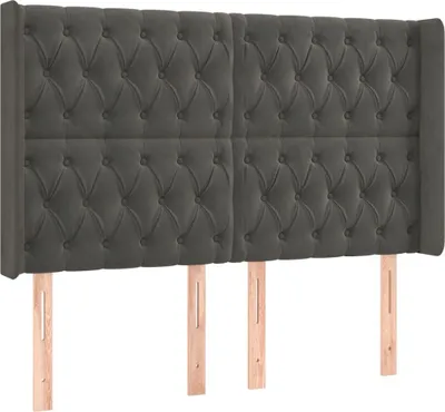 Produktbild von vidaXL Kopfteil mit Ohren Dunkelgrau 163x16x118/128 cm Samt