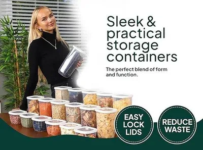 Produktbild von Luftdichte Vorratsdosen Set, BPA-frei, 12x1,2L, Weiß, Küchenorganizer