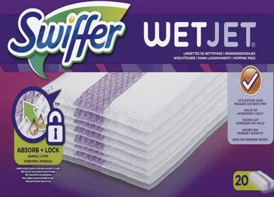 Obrázek produktu pro Náplň do čisticích utěrek Swiffer Wetjet s rozprašovačem pro všechny podlahy, balení 2 ks (2 x 20 ks)