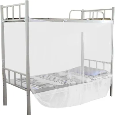 Imagen del producto de Mosquitera para cama superpuesta, con 4 postes de esquina, de 150x195x170 cm, color blanco, para cuna infantil