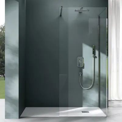 Produktbild von Mai & Mai® Duschwand Duschabtrennung 100x110cm Walk-In Dusche 8mm Klarglas ESG-Sicherheitsglas mit Nanobeschichtung Rechteckiger Stabilisator BremenL