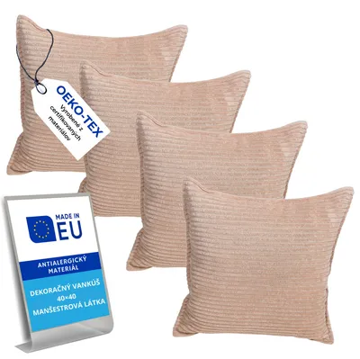 Obrázok produktu pre Pillows24 – 4x dekoratívne vankúše 40x40 z manšestru | Mäkké dekoratívne vankúše a vankúše na pohovku | Dekoratívne vankúše 40x40 na paletové vankúše v obývacej izbe a na balkóne | Vankúše na pohovku vyrobené v EÚ | Grafit