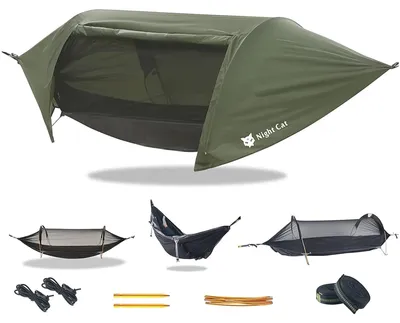 Image de Tente de camping en hamac, avec moustiquaire, design étanche, couleur vert armée