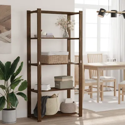 Obrázek produktu pro Úložný regál s 5 policemi hnědý 80x38x170 cm borovicový masiv