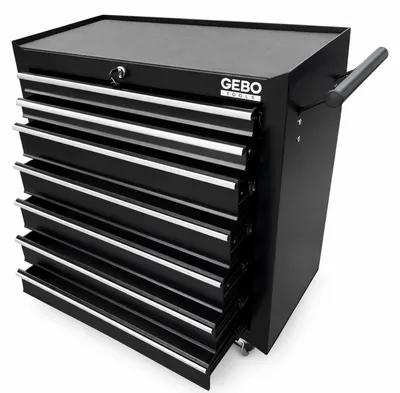 Immagine prodotto di Armadio metallico senza attrezzi con 7 cassetti , carrello portautensili, cassetta portattrezzi mobile con ruote 78 X 62 X 33 cm ,nero,Gebo Tools
