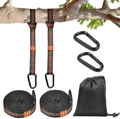 Produktbild von Hängematten-Gurte 300 cm mit Befestigungsset, 2 Karabinerhaken und Aufbewahrungstasche – Für Outdoor Camping und Schaukeln