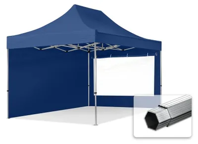 Produktbild von TOOLPORT 3x4,5m Aluminium Faltpavillon, inkl. 2 Seitenteile, dunkelblau