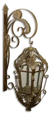 Image de Casa Padrino Lanterne murale de jardin / patio Art Nouveau Marron 29 x 47 x H. 93 cm - Accessoires de jardin Baroque & Art Nouveau