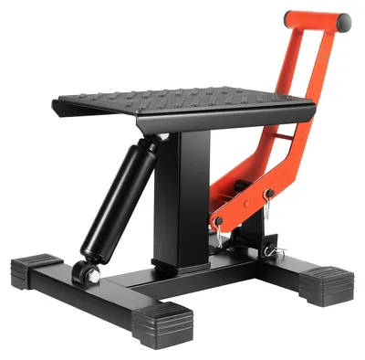 Obrázok produktu pre Zdvihák na motocykle – hydraulický stojan – nosnosť 200 kg – výškovo nastaviteľný 25–40 cm – oceľ a guma – čierna/červená
