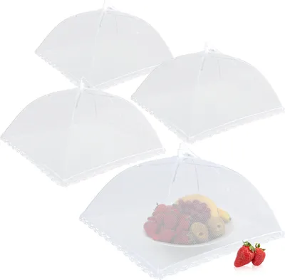 Produktbild von com-four® 4x Speisehauben, faltbare Fliegenhaube 44 cm - Abdeckhaube für Lebensmittel - Fliegen-Schutz, Fliegenschirm für Lebensmittel, Essen, Obst, BBQ, Picknick, Kuchenabdeckung
