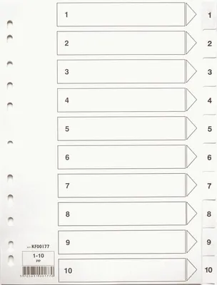 Produktbild von Register A4 PP 1-10 weiß Packung mit 50 Stück