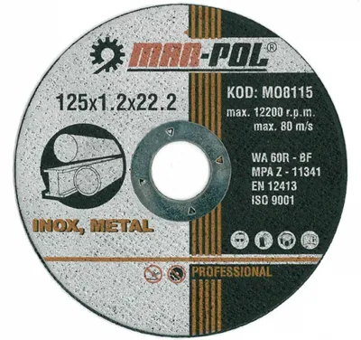 Obrázek produktu pro Řezný kotouč na kov 125 mm x 1,2 mm x 22,2 mm 00434