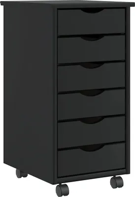 Produktbild von Rollschrank mit Schubladen MOSS Schwarz Massivholz Kiefer