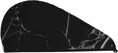 Produktbild von Schwarzes Marmor-Haartuch aus Korallensamt zum schnellen Trocknen von nassem, langem, dickem oder lockigem Haar