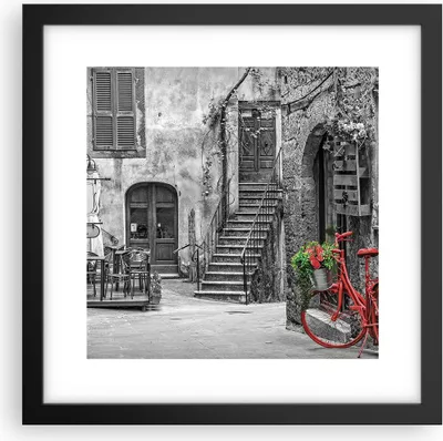Produktbild von Gerahmtes Poster - Schwarzer Rahmen - Rot Fahrrad Allee - 30x30 cm - Wand Bild - Wanddeko - Wandbilder - Kunstposter - Wandposter - Bilderrahmen - Bilder - Kunstdruck - P2BAC30x30-4410