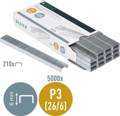 Produktbild von Leitz 55721000, Klammerpack, 26/6, 6 mm, 210 Heftklammern, Befestigung, 26/6