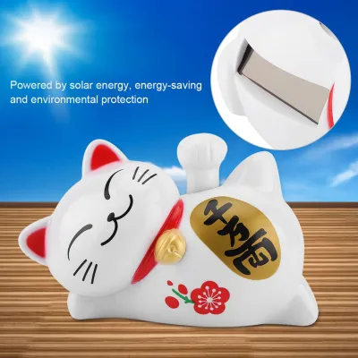 Produktbild von Solar Powered Adorable Lazy Lying Waving Beckoning Fortune Lucky Cat Car Accessories(#2)
