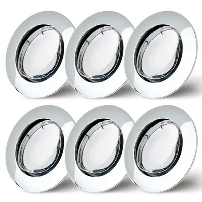 Produktbild von 6er Set Einbaustrahler Chrom Ø68mm Lochbohrung mit LED Modul 5 Watt 400 Lumen Warmweiß 2700K ultra flach 30mm schwenkbar