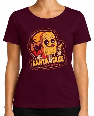 Produktbild von Santa Cruz California Skull Totenkopf Eis Popsicle Sommer Beach Damen T-Shirt, Burgundy, M