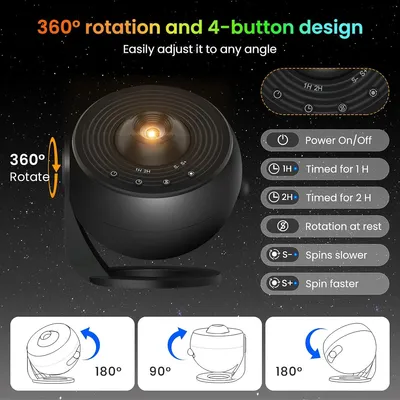 Produktbild von Galaxy-Projektor Pro - 13-in-1 - HD - Planetarium - 360° Drehbar - USB - Schwarz