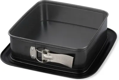 Produktbild von Zenker Bake, Click & Go Quadratische Springform  24 x 24 x 8 cm  Backform mit separat erhältlichem Deckel für den direkten Transport  Kuchenform zum Backen & Transportieren