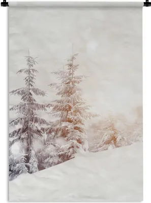 Produktbild von MuchoWow® Wandteppich Wandbehang Baum - Schnee - Winter 120x180 cm Tapisserie Dekoration Wandtuch - Schlafzimmer - Dekorationen für das Haus